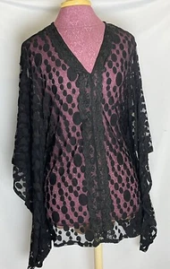 La Moda Women's Lace Top Black Size S/M Retail $79 - Picture 1 of 5
