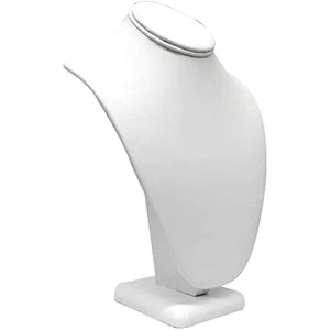 White Leatherette Jewelry Necklace Display Bust ~ 11" Tall Stand - Picture 1 of 3
