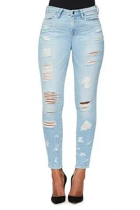 Pantalones de mezclilla ajustados Good American Blue008 Good Legs tiro alto rasgados desgastados 24 W 3X - Imagen 1 de 12