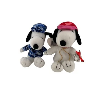 Whitmans Peanuts Snoopy Plush Set Of 2 2011 Dog Beagle Camo - Picture 1 of 11
