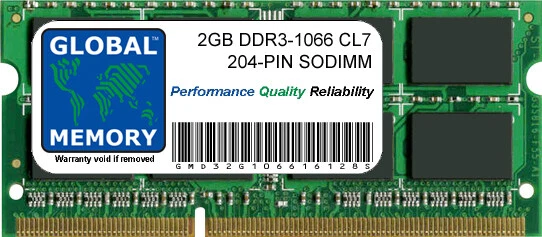 2GB DDR3 1066MHz PC3-8500 204-PIN SODIMM MEMORY RAM FOR LAPTOPS/NETBOOKS - Image 1 of 1