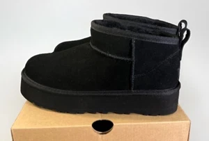 UGG KIDS CLASSIC ULTRA MINI PLATFORM BOOTS 1157791K SIZE 6 BLACK (AUTHENTIC) - Picture 1 of 11