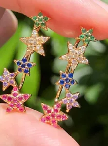 Star crystal rainbow ear climbers - Picture 1 of 3
