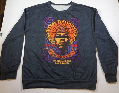 Jimi Hendrix reprint concert T-shirt Medium rock guitar psychedelic urban Gray - Image 1 of 4
