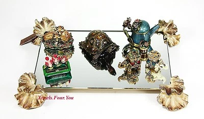 JAY STRONGWATER BLUSH RUFFLED TEA MIRROR TOWEL HOLDER TRAY NAOMI NEW $795 NO BOX