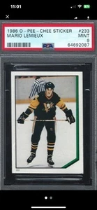 1986 O-Pee-Chee Sticker #233 Mario Lemieux Penguins HOF Hockey Card PSA 9 MINT - Picture 1 of 2