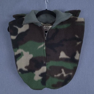 Vintage Cabelas Hooded Dickie Woodland Camo Fleece One Size Removable Hood USA - Image 1 of 4