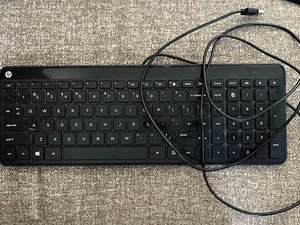 HP Black Desktop Slim Wired QWERTY Keyboard  - Picture 1 of 6