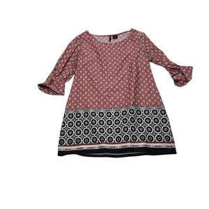 New Directions schwarz rosa geometrisches Kleid Business Freizeit Tunika Boho Reise 1X - Bild 1 von 11
