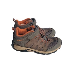 Boys Merrell Boots Size 2 Chameleon Hiking Mid Brown Orange - Picture 1 of 10