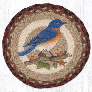 BLUEBIRD Untersetzer 10" rund 100% natürlich geflochtene Jute VOGEL UNTERSETZER KOSTENLOSER VERSAND - Bild 1 von 1