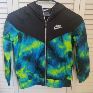 Nike Black and Blue Tie-Dye Windbreaker Jacket Unisex Size 7 Kids - Picture 1 of 5