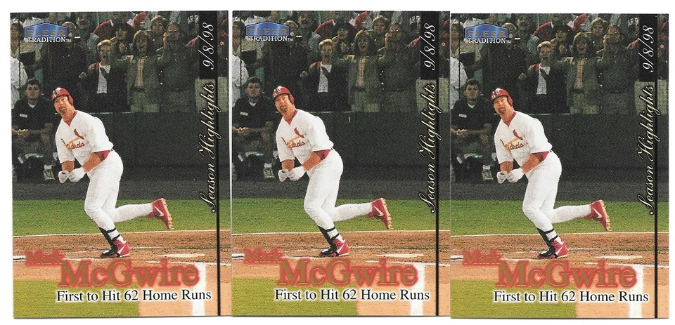 MARK MCGWIRE TRIPLE 1998 FLEER TRADITION UPDATE U1 ATHLETICS ST. LOUIS CARDINALS - Image 1 of 1