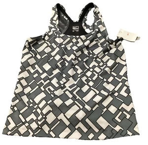 New Nike Women's Tank Top - Gray & White Geometric Pattern - Built-in Bra -  XL - Picture 1 of 5