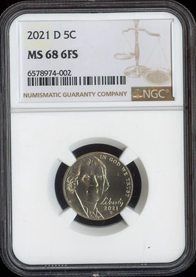 2021-D Jefferson Nickel 5C NGC MS68 6FS Quality - Image 1 of 2