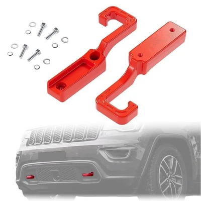 Par de ganchos de remolque de acero rojo para Jeep Grand Cherokee WK2 2015-2023 2016 Foto 1 de 4