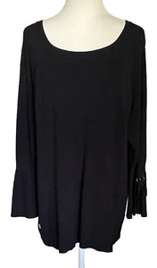 SUÉTER NEGRO MUJER BELLE BY KIM GRAVEL TALLA GRANDE PUNTO PLUMA MANGA CAMPANA TALLA 1X - Imagen 1 de 3