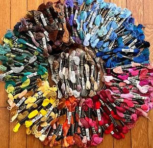 220 DMC 25 embroidery floss skeins thread lot variety colors hand sewing A - Picture 1 of 6