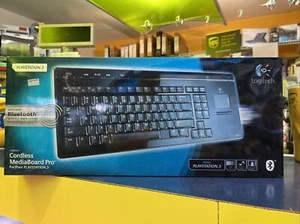 Logitech Cordless MediaBoard Pro Keyboard Bluetooth for PlayStation PS3 PS4 HTPC - Picture 1 of 6