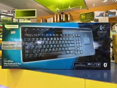 Logitech Cordless MediaBoard Pro Keyboard Bluetooth for PlayStation PS3 PS4 HTPC - Image 1 of 4