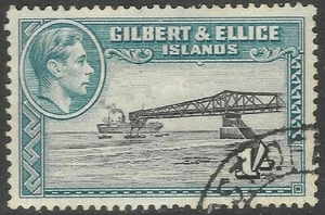 Gilbert and Ellis Islands. 1939-55 KGVI. 1/- Used. SG 51 - Picture 1 of 1