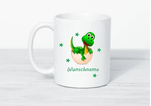 Kinder -Tasse " mit Wunschname Dino im Ei " Geburtstag, Geschenke - Bild 1 von 1