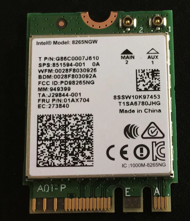 Intel Dual Band Wireless-AC 8265NGW NGFF 867M Wifi bluetooth Card lenovo 01ax704 - Image 1 of 1