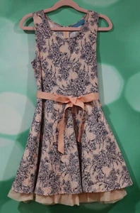 Brat Star Girls Size Large Peach Blue White Floral Sleeveless Dress - Picture 1 of 6