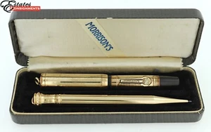 Penna stilografica vintage Morrison's oro 14k e matita meccanica - Foto 1 di 7