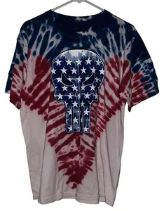 Marvel Punisher T-Shirt Mens Large Red Blue Tie Dye Comic Frank Castle Patriotic - Picture 1 of 2