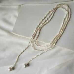51" Gorgeous Popular 4-5mm AAA+ Akoya White Pearl Necklace Pendants 10-12MM