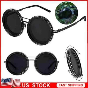 Adjustable Tint Sunglasses, 1-9 Gears Rounded Polarized Glasses with ND Filter` - Picture 1 of 11