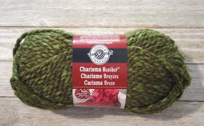crochet bulky yarn loops & threads charisma heather green #5 knit - Image 1 of 3