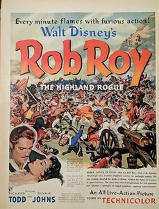 1953 Walt Disney Rob Roy The Highland Rogue Film Druck Anzeige, Vintage - Bild 1 von 1