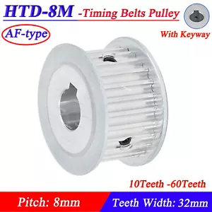 HTD-8M 10-60T Timing Belt Pulley Pitch 8mm With Keyway CNC Drive Wheel Width32mm - Picture 1 of 6