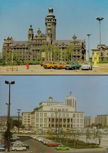 2 DDR-Postkarten aus Leipzig mit Pkw + Litfaßsäule am Rathaus und Opernhaus - Bild 1 von 1