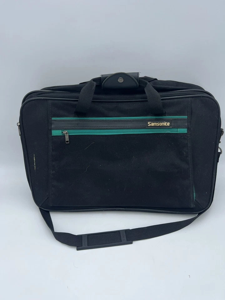 1991 Samsonite Legacy Sport Black/Teal Luggage Messanger Tote 20" X 13" EUC VTG - Image 1 of 4