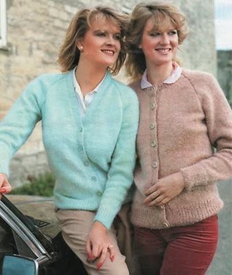 Ladies Easy Knit Classic Cardigan Knitting Pattern V &Round Neck DK 30-42"1383 - Image 1 of 4