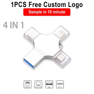 4 in 1 For IOS USB 3.0 flash drive Free logo pen drive Android memory stick 64GB - Picture 1 of 11