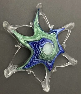 "Cuenco de vidrio de arte italiano estilo Murano multicolor Star Bowl 11"" de ancho - usado en excelente estado" - Imagen 1 de 14