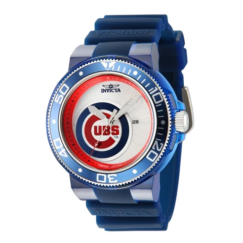 Invicta Mens 52mm Official MLB Chicago Cubs Quartz Red White Blue SS Watch 43136 Cover