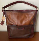 Pikolinos Leather Tricolor Hobo Handbag ~ Garnet Brown