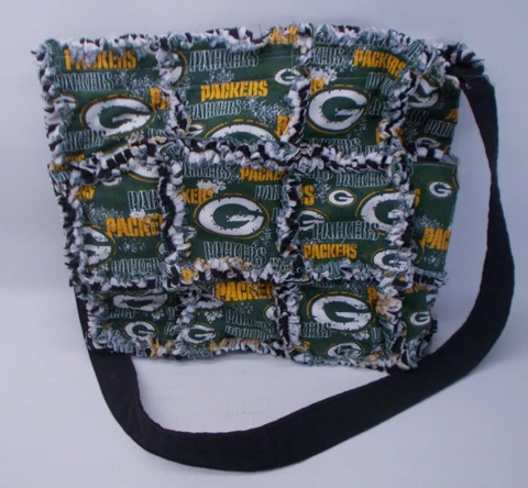 Green Bay Packers Home Made Bag or Purse 12" x 12" 4 Small Inside Pockets Cover