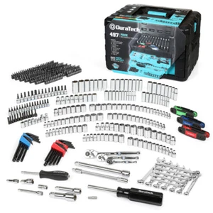 DURATECH 497 Piece Mechanics Tool Set Socket Wrenches SAE Metric W/3 Drawer Case - Picture 1 of 14