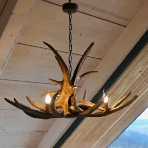 Real Moose Antler Chandelier with Downlight for Dining Room - Picture 1 of 10