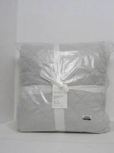Pottery Barn Belgian Flax Linen Diamond Quilt, King/Cal.King Soft Gray NWT - Picture 1 of 6