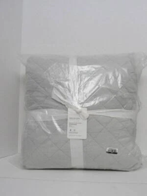 Pottery Barn Belgian Flax Linen Diamond Quilt, King/Cal.King Soft Gray NWT - Image 1 of 4