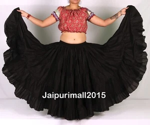Schwarz Baumwolle 25 Yard Rock 4 Stufen Tribal Bauchtanz Gypsy Flamenco ATS Rock - Bild 1 von 2