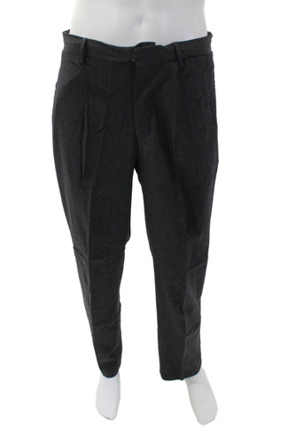 Prada Pantalone elegante uomo bottoni mosca piatto davanti gamba dritta nero taglia 50