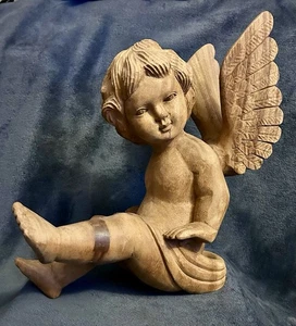 Vintage handgeschnitzte Holz Santos Stil Engel Putti Skulptur 16"H - Bild 1 von 23
